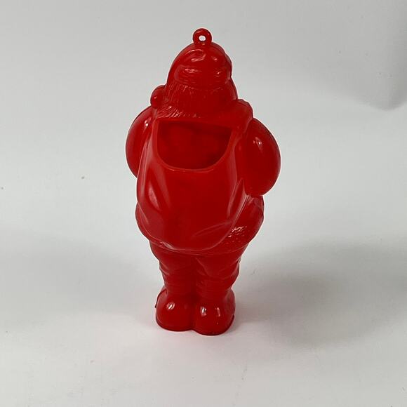 Vintage 50's Rosbro Red and White Plastic Santa Sack Open Candy Container 4.5"" - Picture 3 of 7